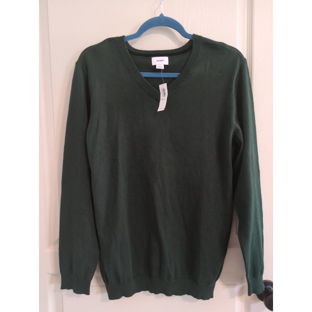 Old Navy Boys Long Sleeve V-Neck 100% Cotton Sweater, XXL (18)  Green, NWT